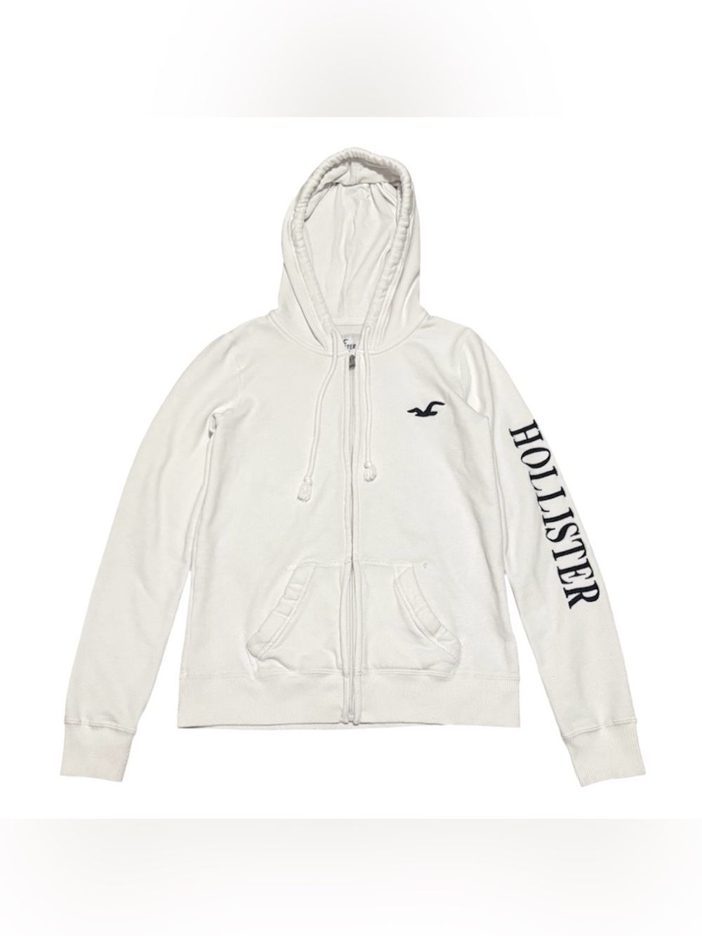 y2k Hollister white zip-up hoodie